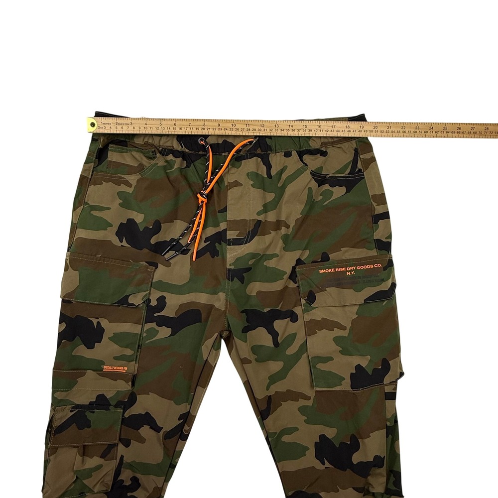 Smoke Rise Mens XL Woodland Camo Stacked Cargo Pants Utility Streetwear Green - Picture 4 of 9